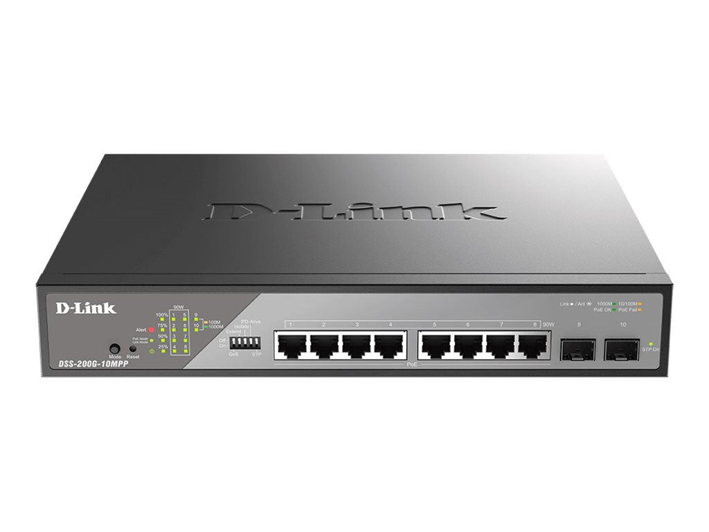 D-Link DSS 200G-10MPP - Switch - managed - 8 x 10/100/1000 (PoE)