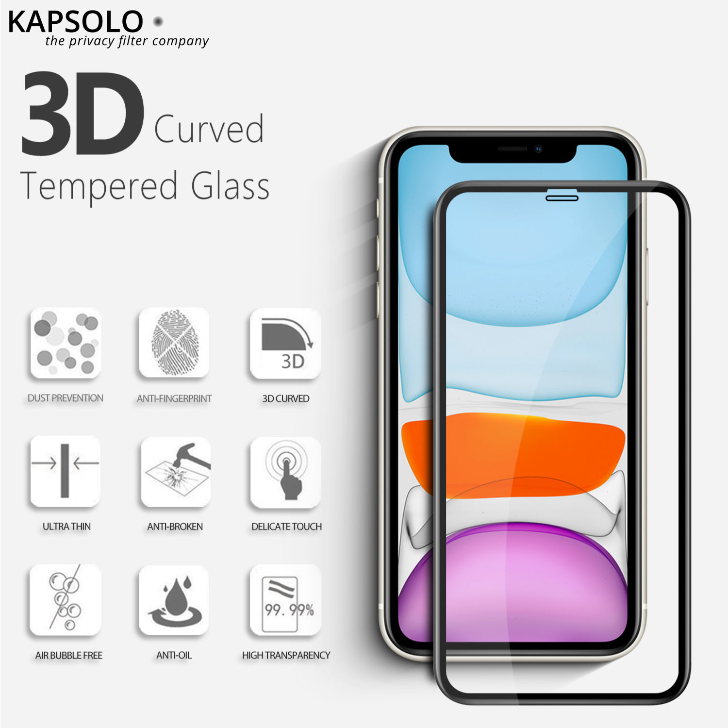 KAPSOLO Bildschirmschutz für Handy - gebogen, Ansicht 4
