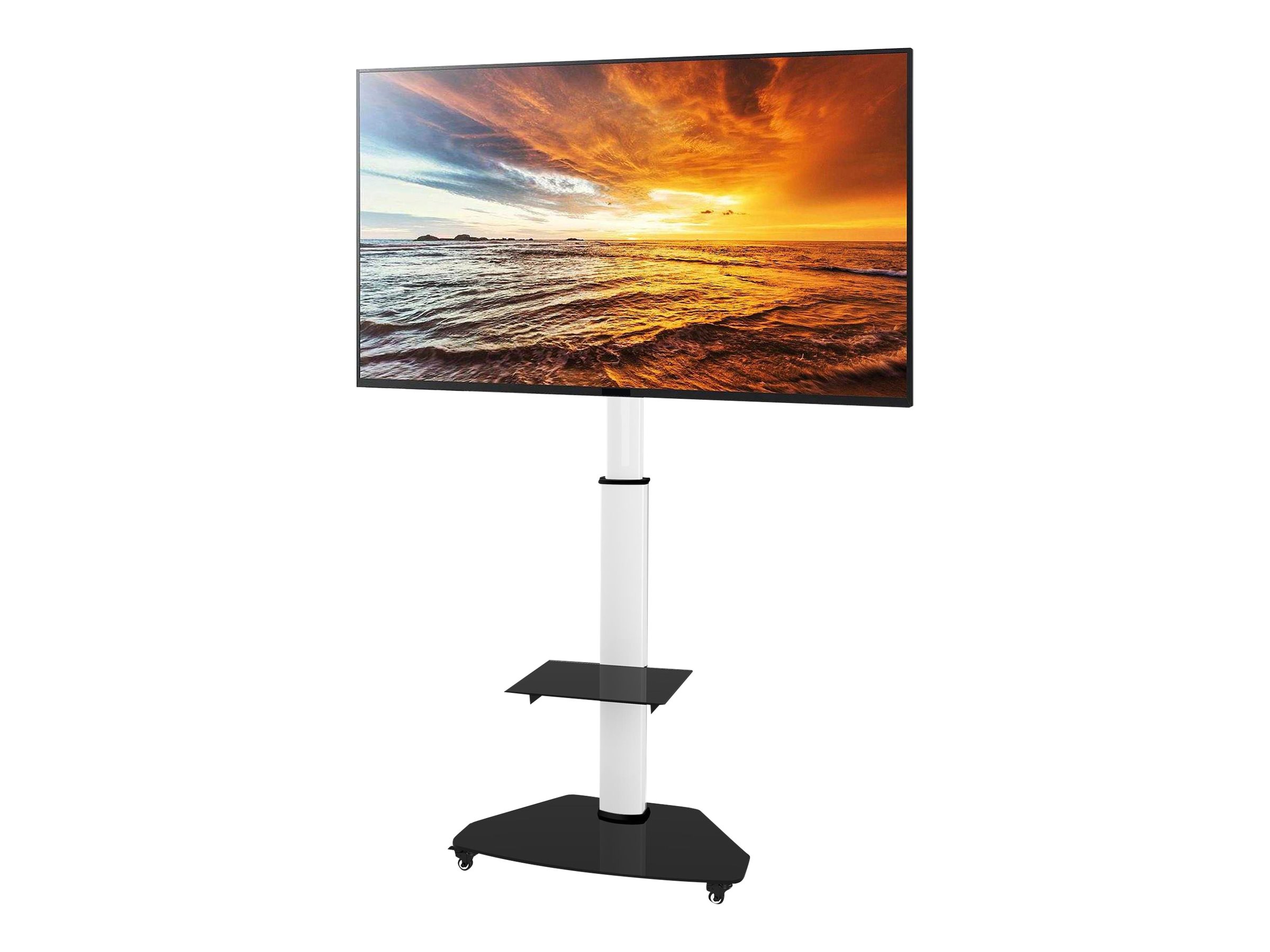 Techly ICA-TR3WH - Wagen - für Flachbildschirm / AV-Ausrüstung - Temperglas - weiß - Bildschirmgröße: 94-177.8 cm, Ansicht 3