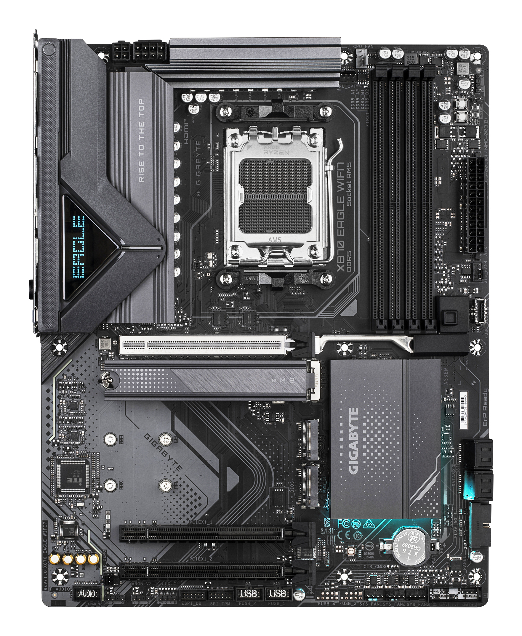 Gigabyte X870 EAGLE WIFI7 - Motherboard - ATX - Socket AM5 - AMD X870 Chipsatz - USB-C 3.2 Gen 2x2, USB4, USB 3.2 Gen 1, Ansicht 2
