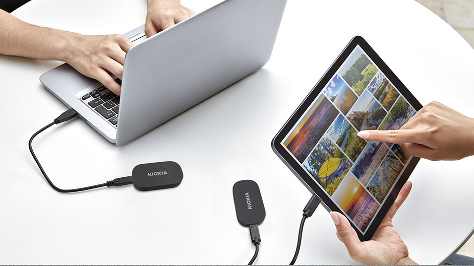 Kioxia EXCERIA PLUS G2 - SSD - verschlüsselt - 1 TB - extern (tragbar), Ansicht 3