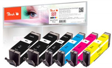 Peach Spar Pack Plus - 6er-Pack - Schwarz, Gelb, Cyan, Magenta - Tintenbehälter (Alternative zu: Canon CLI-571,...), Ansicht 2