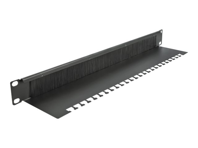 Delock Cable Management Brush Strip with Cable Support Plate - Kabelführungspanel mit Bürste - Schwarz - 1U - 48.3 cm (19)