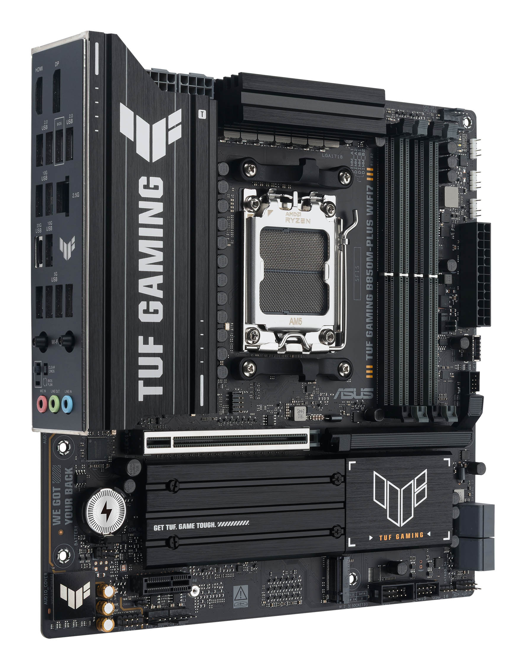 ASUS TUF GAMING B850M-PLUS WIFI7 - Motherboard - micro ATX - Socket AM5 - AMD B850 Chipsatz - Bluetooth, 2.5 GB LAN, Ansicht 4