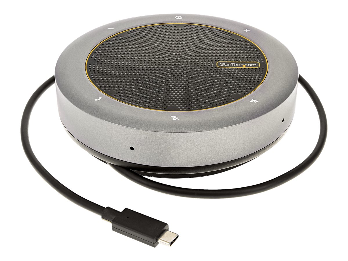 StarTech.com USB-C Conference Speaker Mini Dock, Portable Boardroom Speaker and Multiport Adapter, USB-C to VGA or 4K 60Hz HDMI, 2x USB-A (5Gbps)