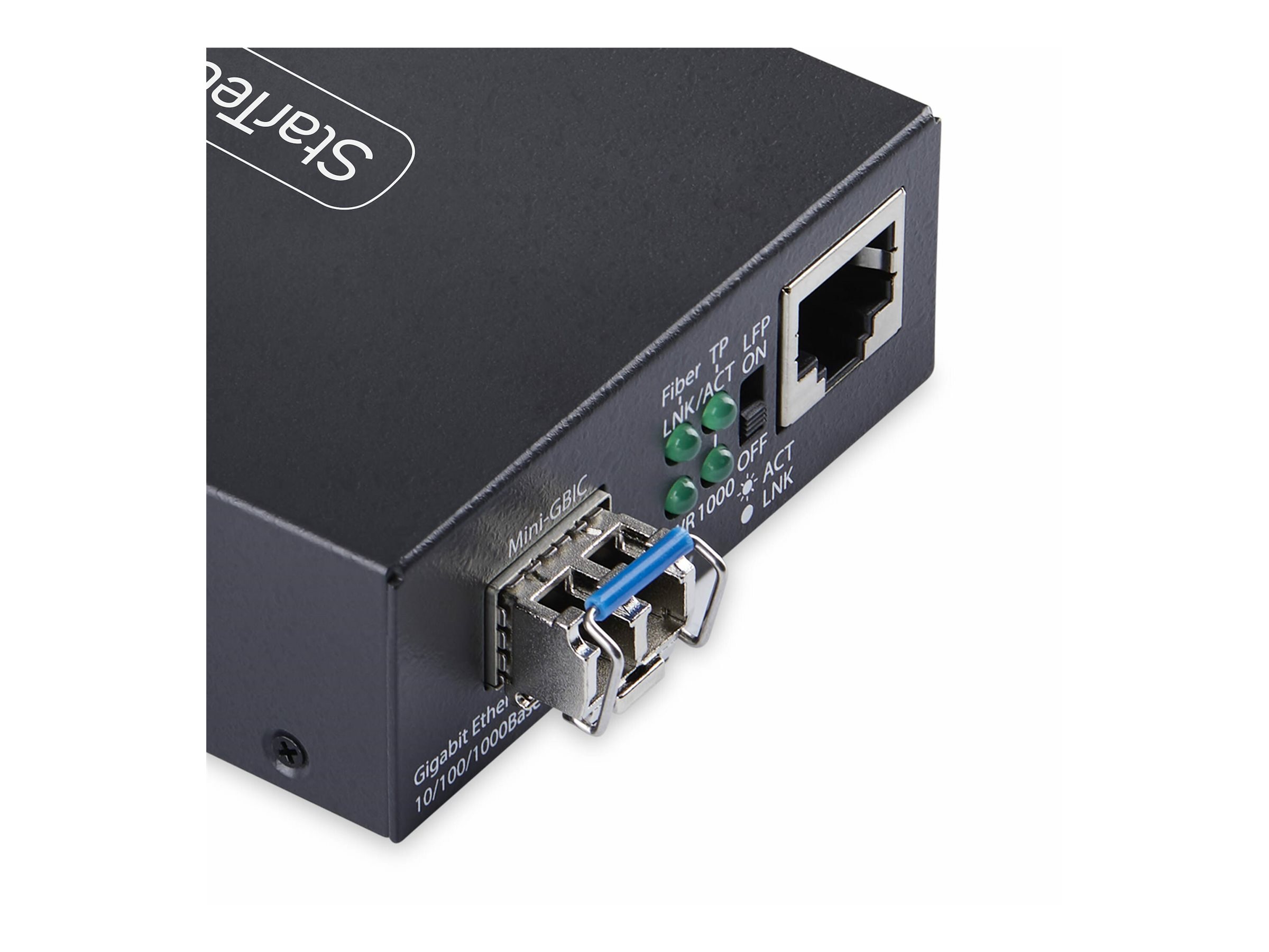 StarTech.com Single-Mode (SM) LC Glasfaser Medienkonverter für 10-1000Mbps Netzwerke, eigenständiger Gigabit Ethernet auf LWL Medienkonverter, 20km - TAA