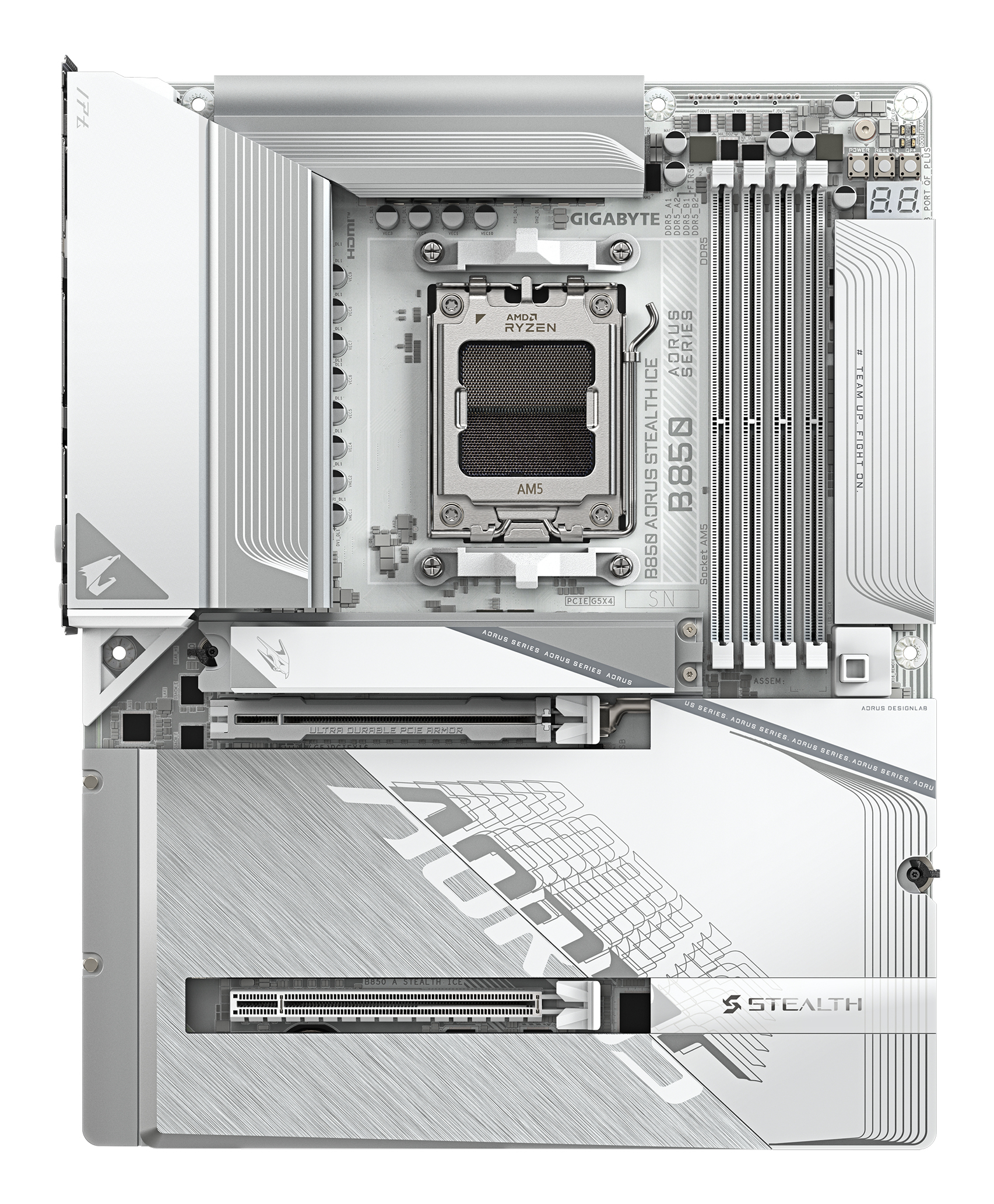 Gigabyte AORUS B850 STEALTH ICE - Motherboard - ATX - LGA1851-Sockel - AMD B850 Chipsatz - USB 3.2 Gen 1…, Ansicht 2