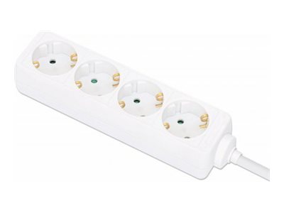 Manhattan Power Distribution Unit EU (2-pin), x4 gang/output, 2m cable, 16A, White, Extension Lead, PDU, Power Strip, Three Year Warranty - Steckdosenleiste - AC 220-250 V - 3680 Watt - Eingabe, Eingang Typ F - Ausgangsanschlüsse: 4 (Typ F)