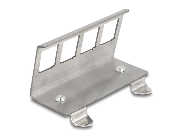 Delock Keystone Metall Halterung 4 Port für Hutschiene, Ansicht 3