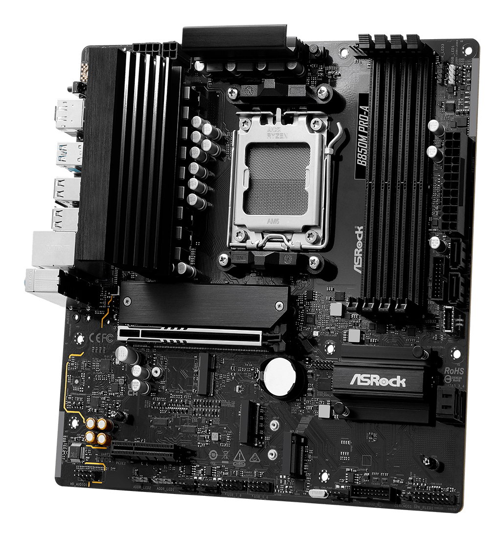 ASRock B850M Pro-A - Motherboard - micro ATX - Socket AM5 - AMD B850 Chipsatz - Onboard-Grafik (CPU erforderlich), Ansicht 4