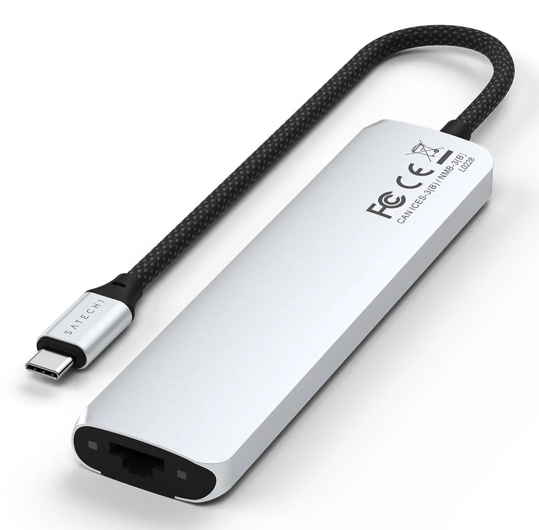 Satechi USB-C 7-in-1 Slim Multi Port Adapter Ethernet Silver, Ansicht 4