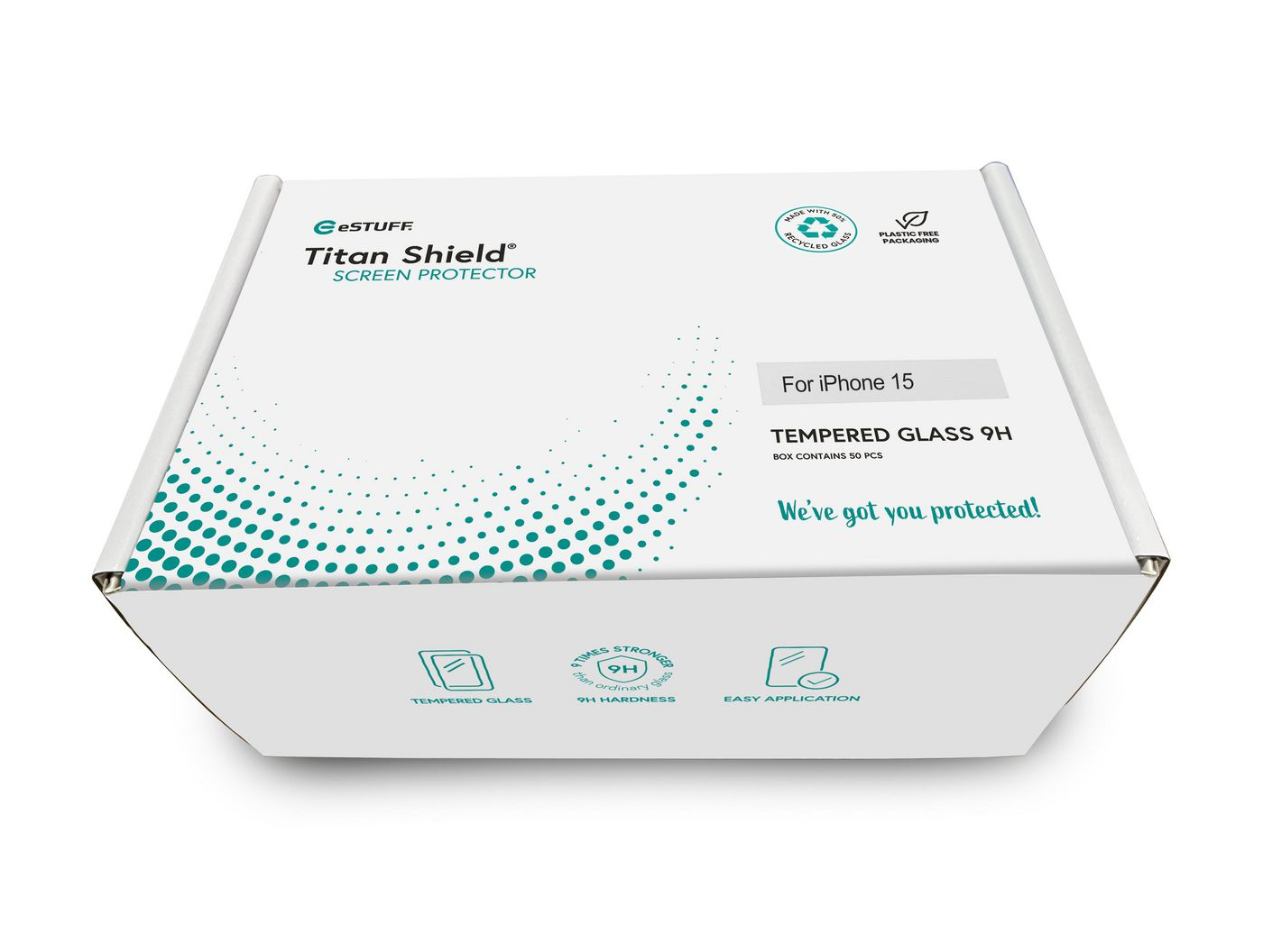 eSTUFF Titan Shield - Bildschirmschutz für Handy - Bulk, vollflächig - Glas - Rahmenfarbe schwarz (Packung mit 50), Ansicht 3