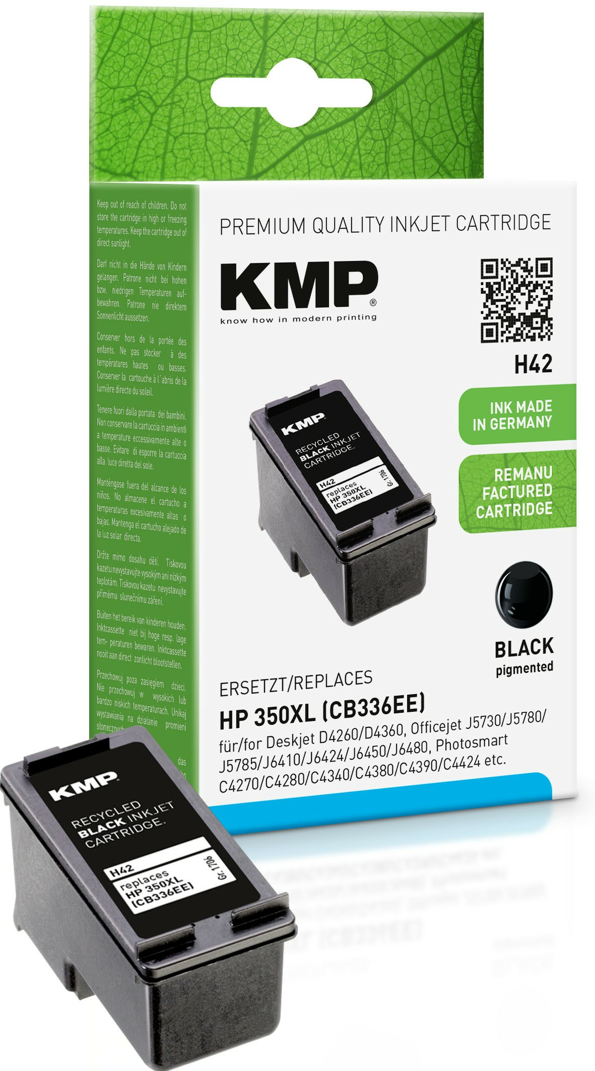KMP H42 - 25 ml - Schwarz - kompatibel - Tintenpatrone (Alternative zu: HP 350XL, HP CB336EE), Ansicht 3