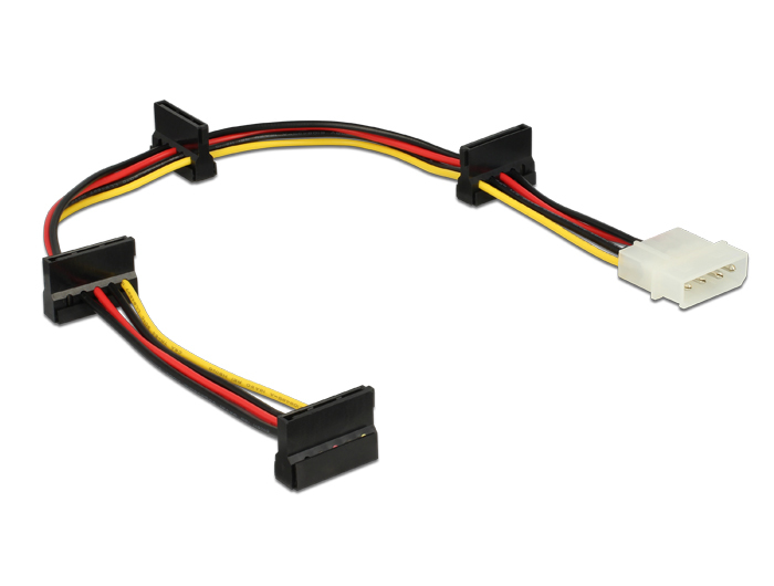 Delock 0.4m, Molex 4p/4xSATA 15p, 0,4 m, Molex (4-pin), 4 x SATA 15-Pin, Männlich, Weiblich, Gerade