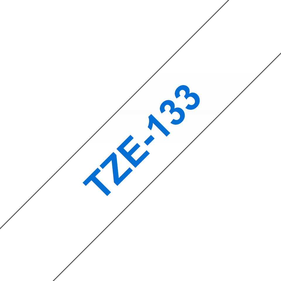 Brother TZe-133 - Blau auf durchsichtig - Rolle (1,2 cm x 8 m), Ansicht 2