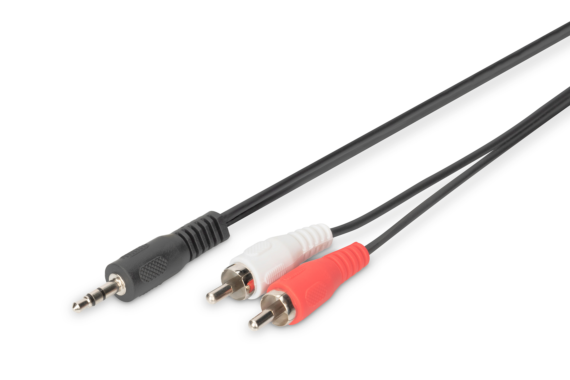 DIGITUS Audio Adapterkabel, 3.5mm Klinke, 3.5mm, Männlich, 2 x RCA, Männlich, 1,5 m, Schwarz