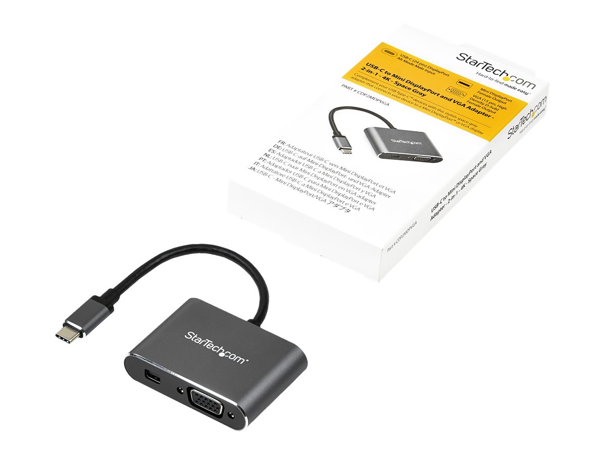 StarTech.com StarTech CDP2MDPVGA USB-C Multiport Adapter (Mini DisplayPort oder VGA, 4K 60Hz, HDR2, 2-in-1-USB Typ C zu mDP oder VGA)