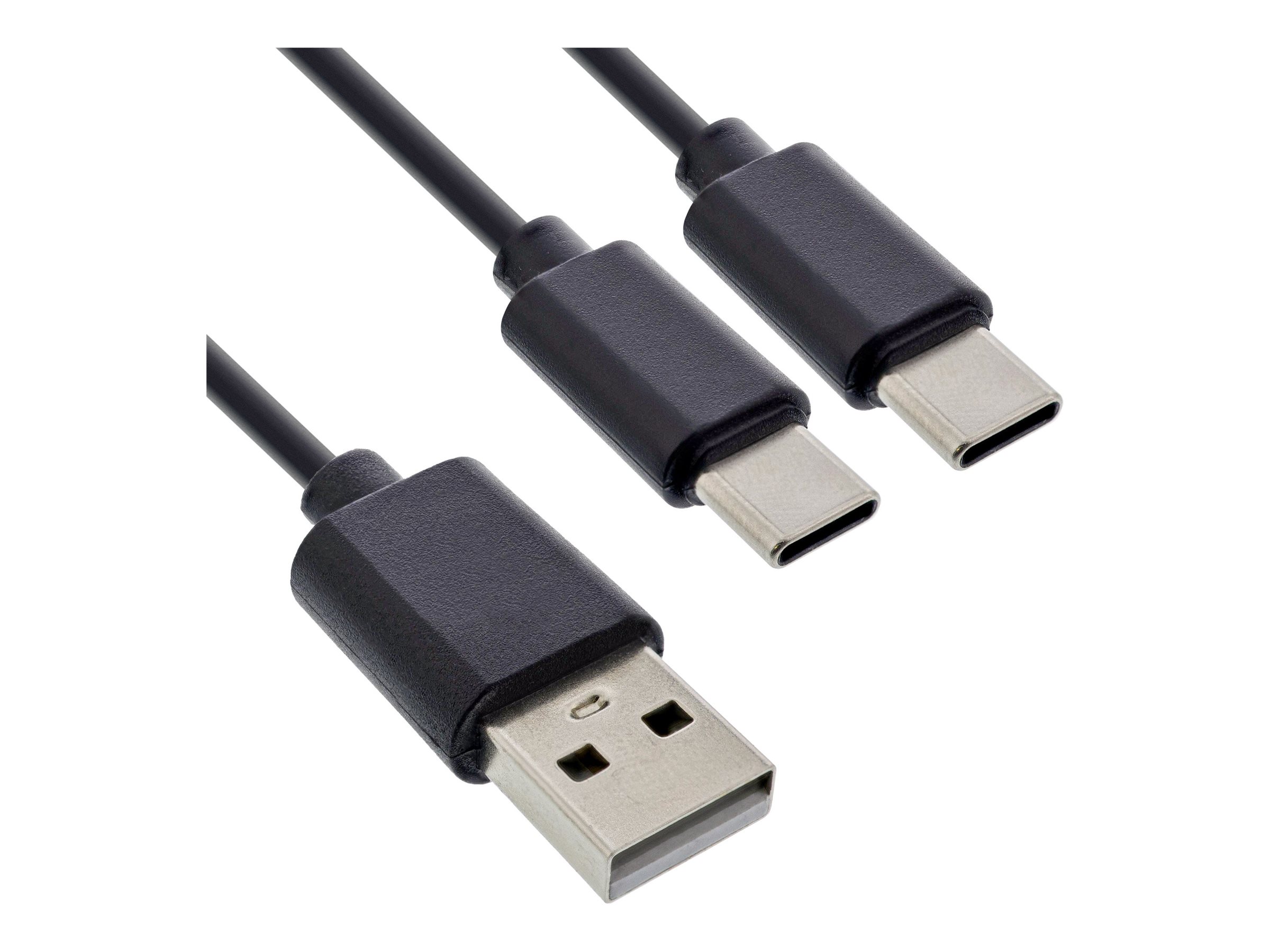 InLine USB 2in1 Y-Ladekabel - 1x USB-A Stecker an 2x USB-C Stecker - 2m Image