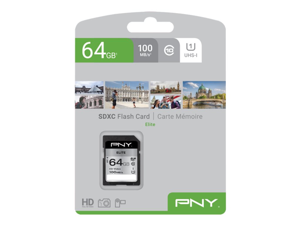 PNY Elite - Flash-Speicherkarte - 64 GB - UHS-I U1 / Class10 - SDXC UHS-I