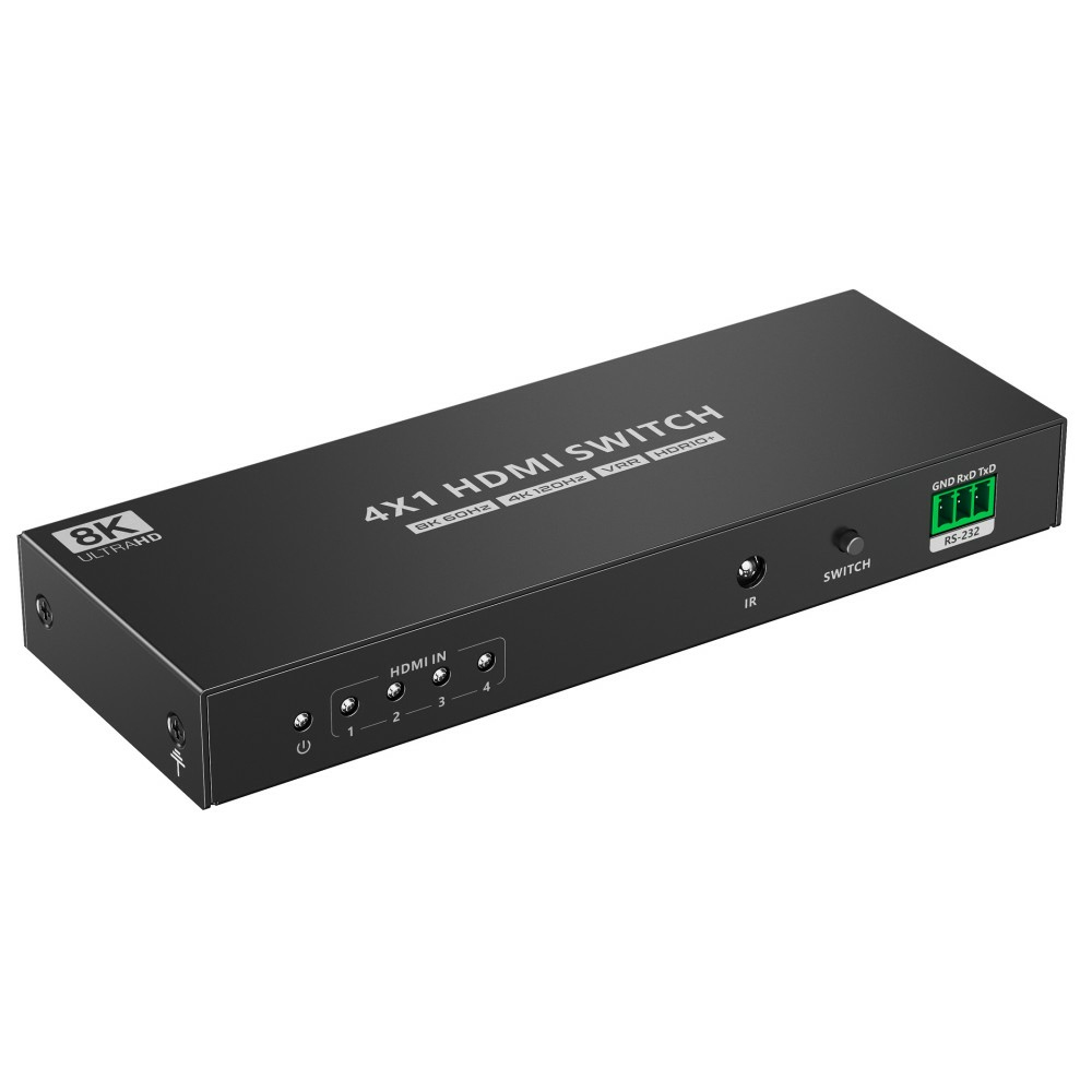 Techly 4x1 HDMI 2.1 8K 3D Switch mit optischen SPDIF - RS-232 - HDMI-Ausgang, Ansicht 3