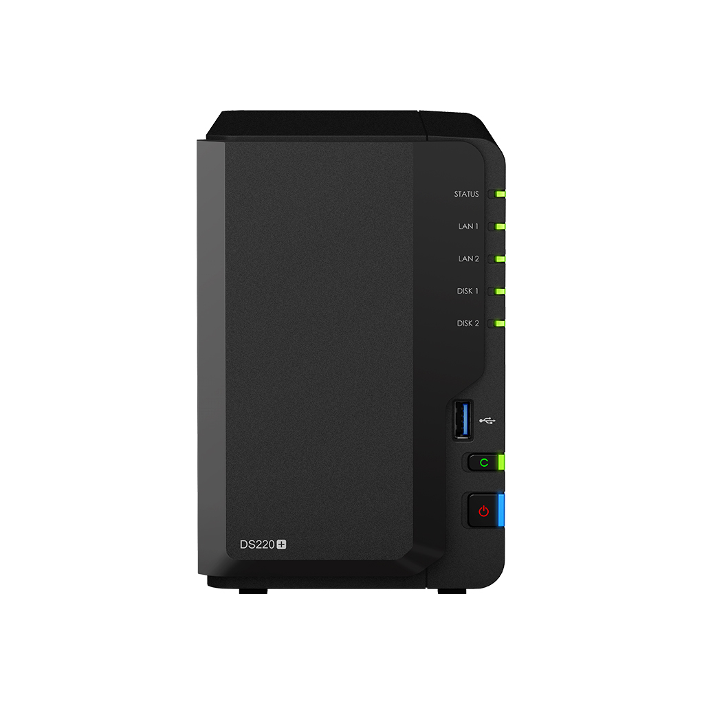 Synology DiskStation DS220+, NAS, Desktop, Intel® Celeron®, J4025, 12 TB, Schwarz