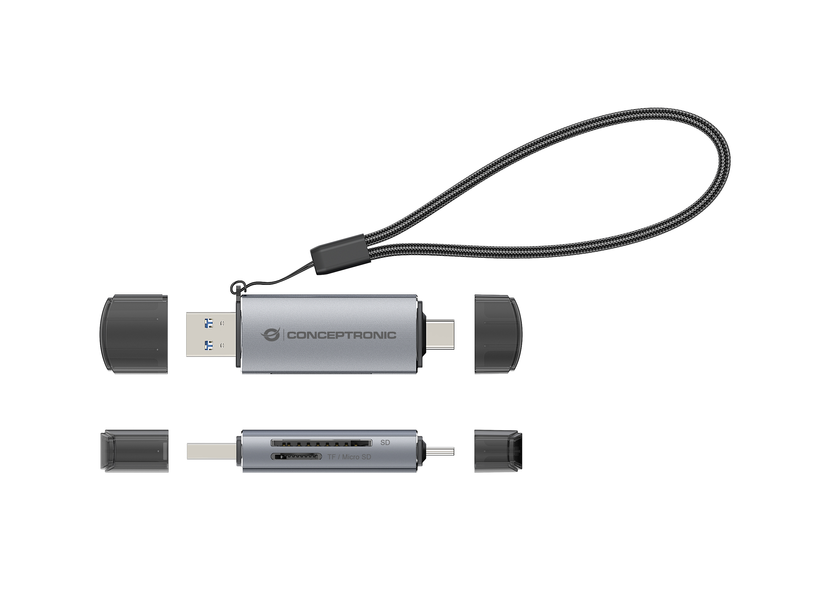 Conceptronic BIAN05G 2-in-1 Dual Plug Kartenleser USB 3.0 - SD/MicroSD 3.0 - UHS-I - MicroSD (TransFlash) - SD - SDHC, Ansicht 4