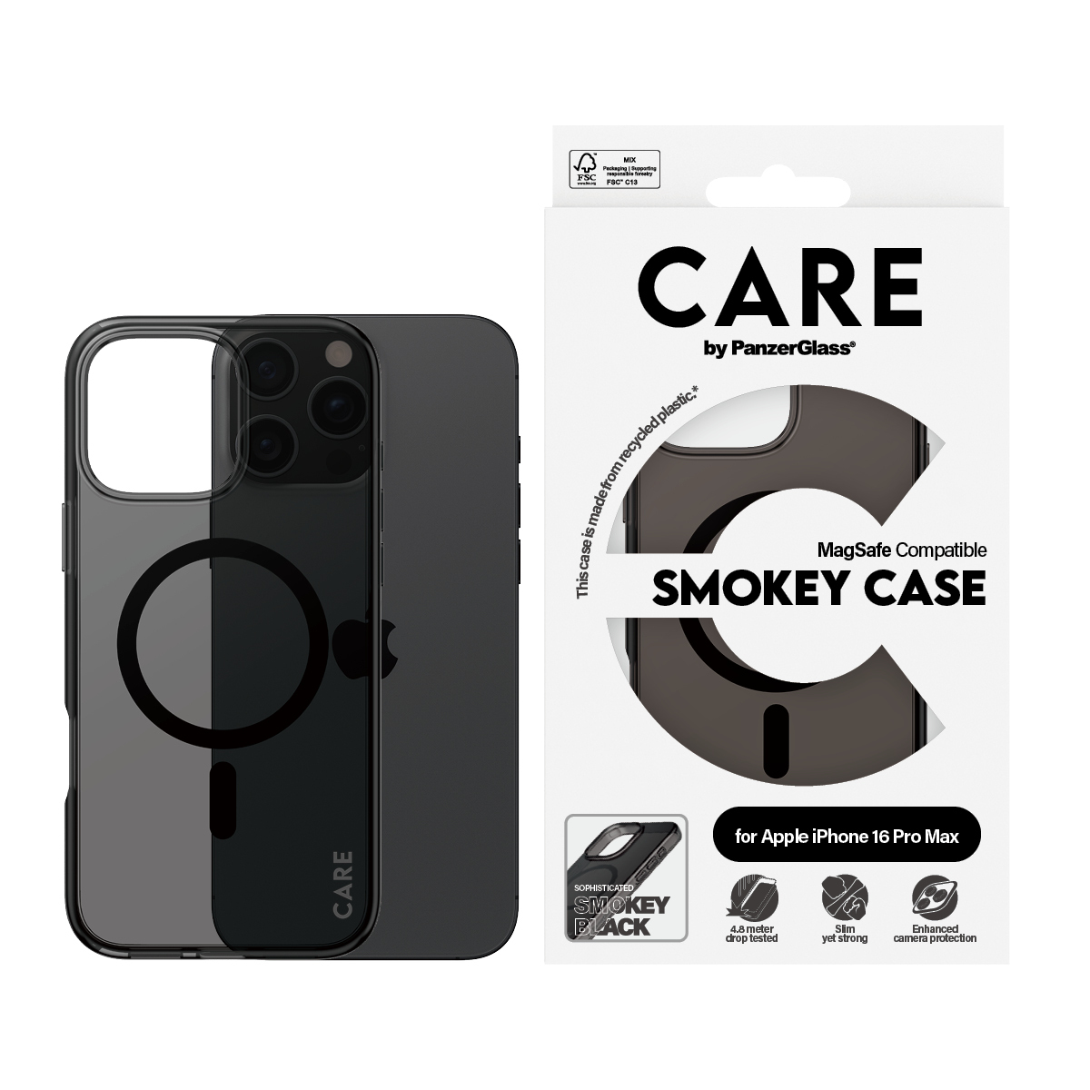 PanzerGlass CARE Urban Combat - iPhone 16 Pro Max Case - kompatibel mit MagSafe - (TPU) - Grau, Ansicht 2