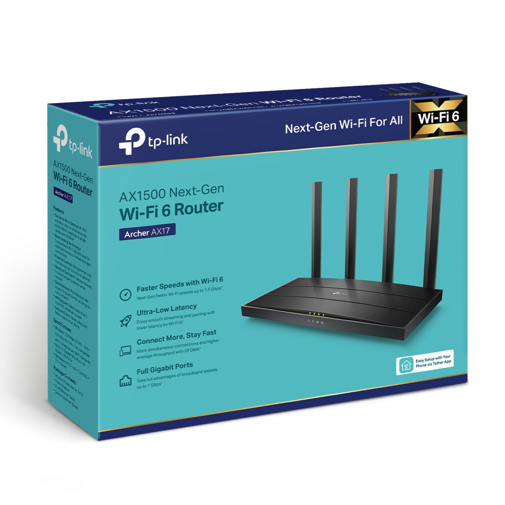 TP-LINK Maršrutizatorius WRL ROUTER 1500MBPS/ARCHER AX17 TP-LINK, Ansicht 4