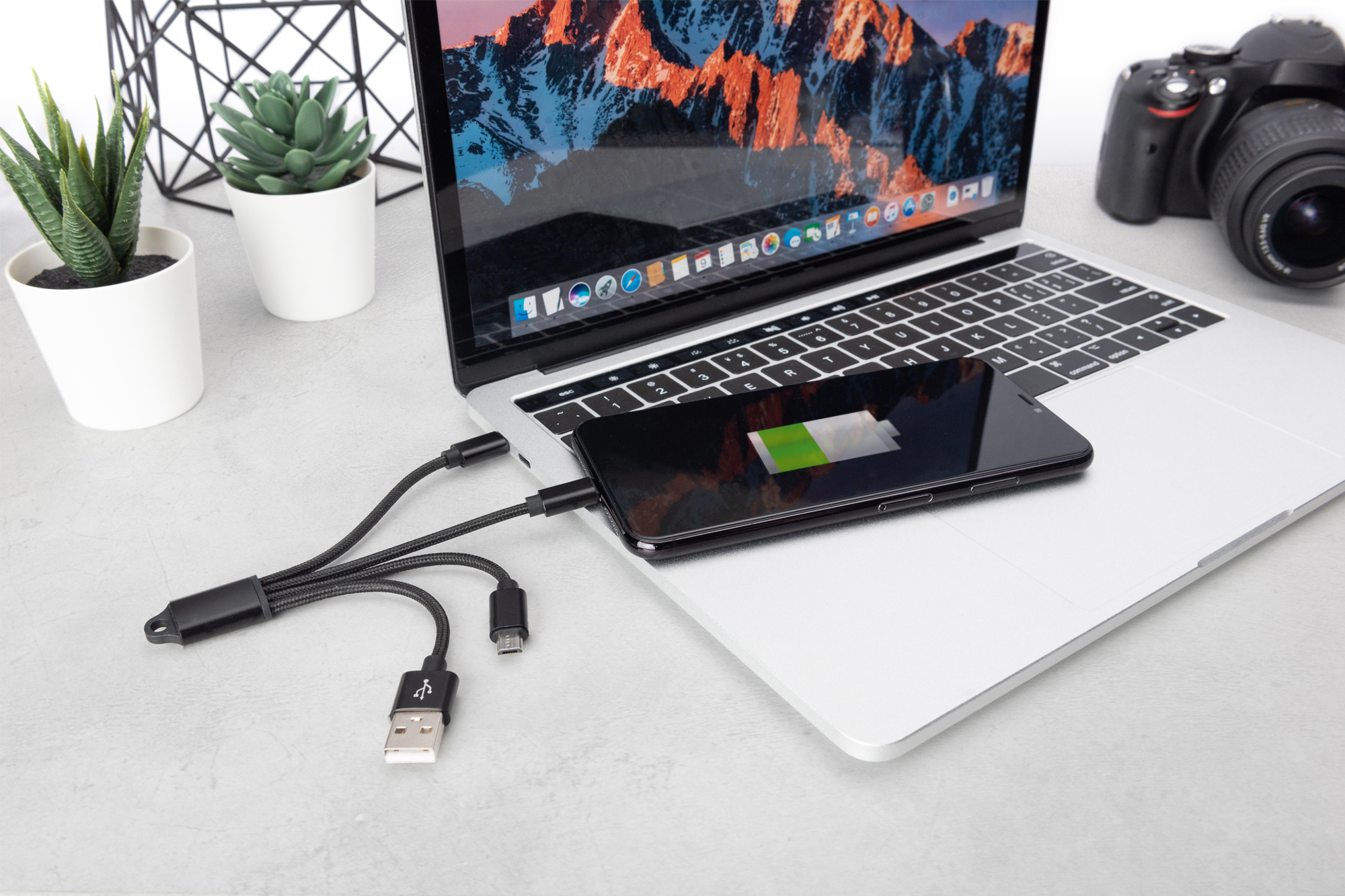 DIGITUS 3-in-1 Ladekabel, für Apple, Android und Google-Pixel Geräte, Ansicht 4