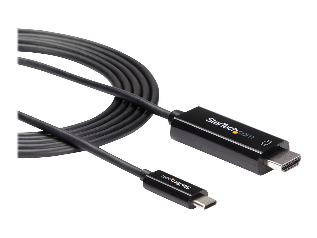 StarTech.com 6ft (2m) USB C to HDMI Cable, 4K 60Hz USB Type C to HDMI 2.0 Video Adapter Cable, Thunderbolt 3 Compatible, Laptop to HDMI Monitor/Display, DP 1.2 Alt Mode HBR2 Cable, Black - 4K USB-C Video Cable (CDP2HD2MBNL)