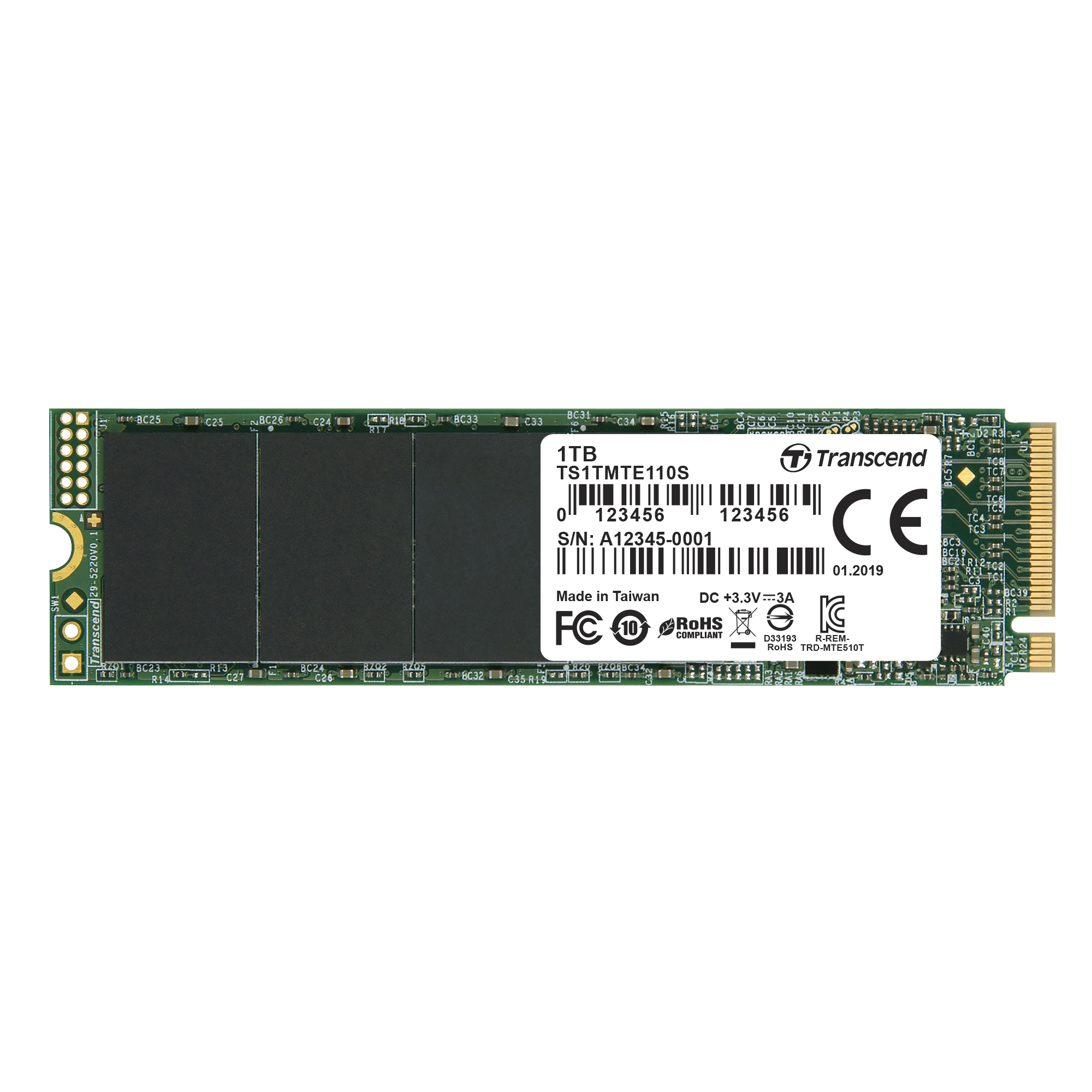 Transcend 110S - SSD - 1 TB - intern - M.2 2280 - PCIe 3.0 x4 (NVMe), Ansicht 2