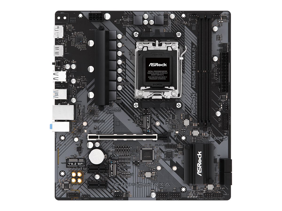 ASRock A620M-HDV/M.2+ - Motherboard - micro ATX - Socket AM5 - AMD A620 Chipsatz - USB 3.2 Gen 1, USB-C 3.2 Gen 1 - Giga