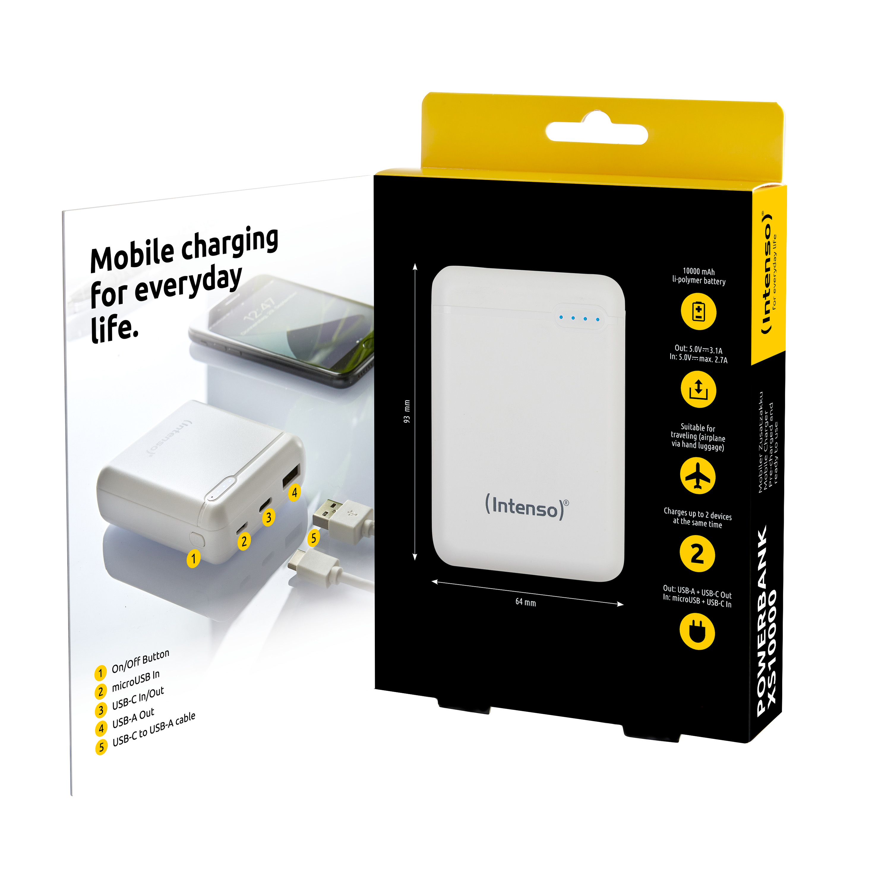 Intenso Powerbank XS10000 - Powerbank - 10000 mAh - 3.1 A (USB, 24 pin USB-C), Ansicht 3