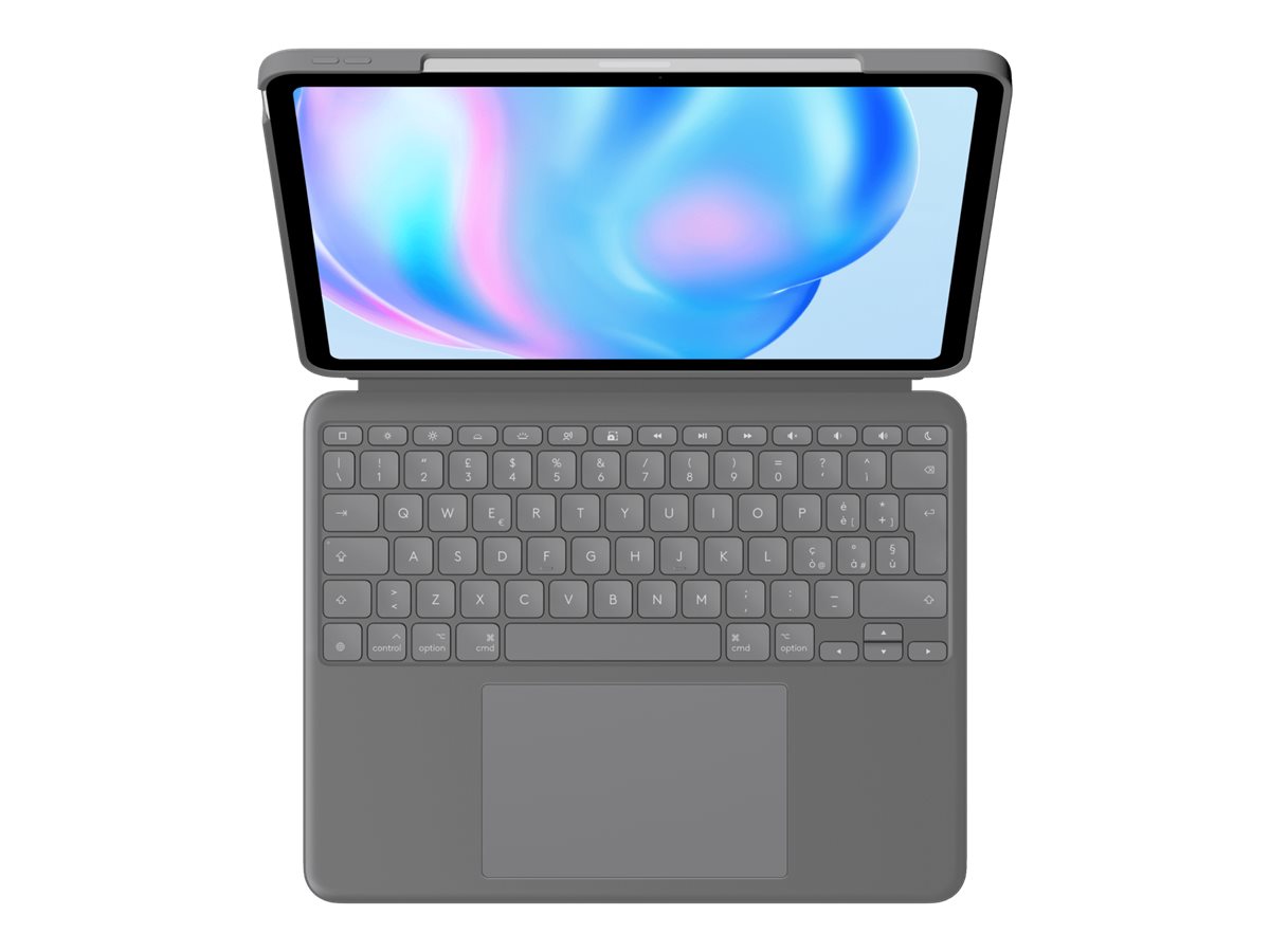 Logitech Combo Touch - Tastatur und Foliohülle - mit Trackpad - hintergrundbeleuchtet - Apple Smart connector - QWERTY - Italienisch - Oxford Gray - für Apple 13-inch iPad Air (M2)
