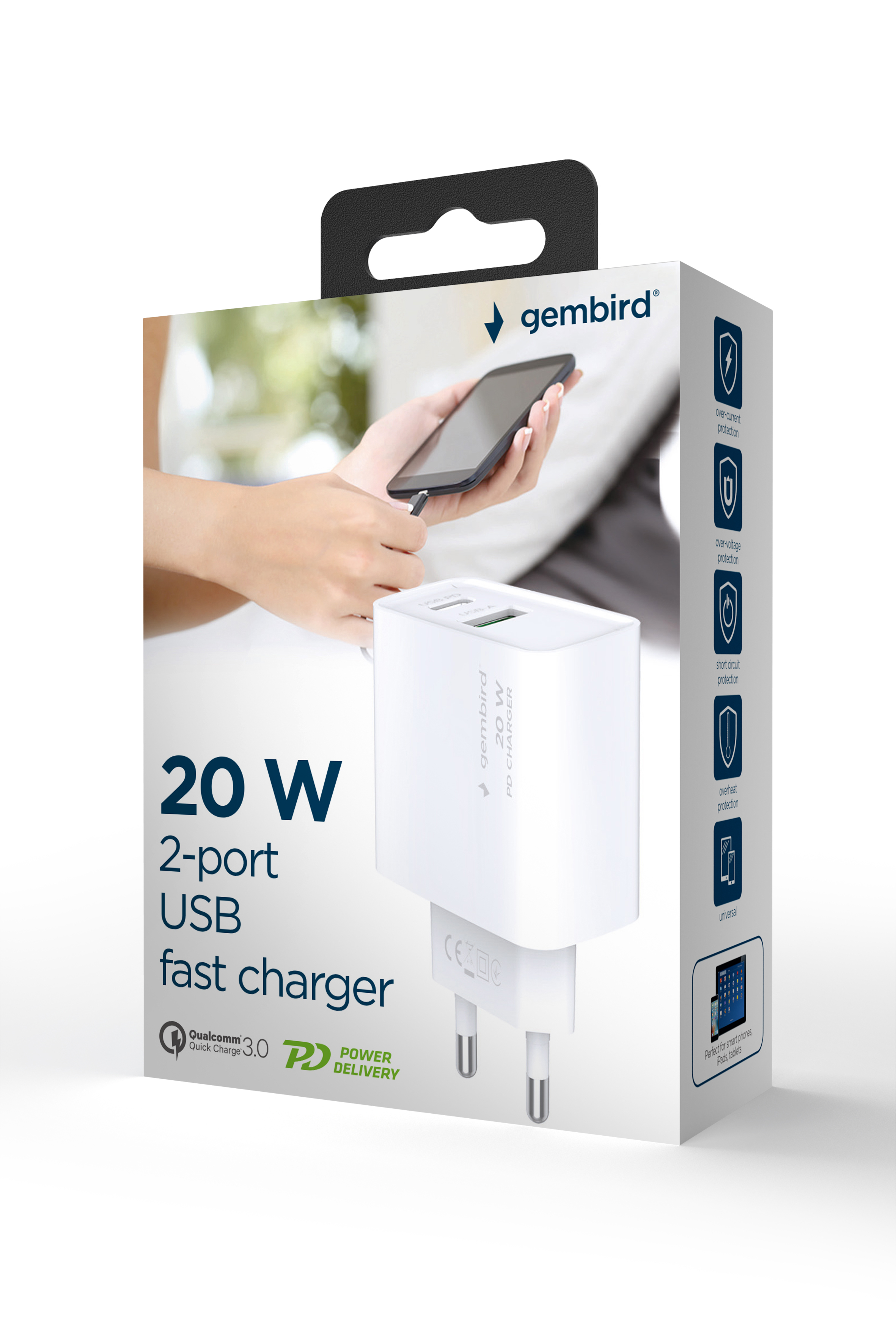 Gembird USB Typ C Schnellladegerät 20 W schwarz, Ansicht 2