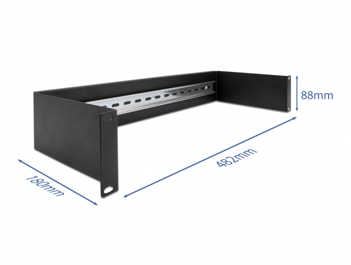 Delock DIN Schienenpanel - Rack montierbar - Schwarz - 1U - 48.3 cm (19), Ansicht 4