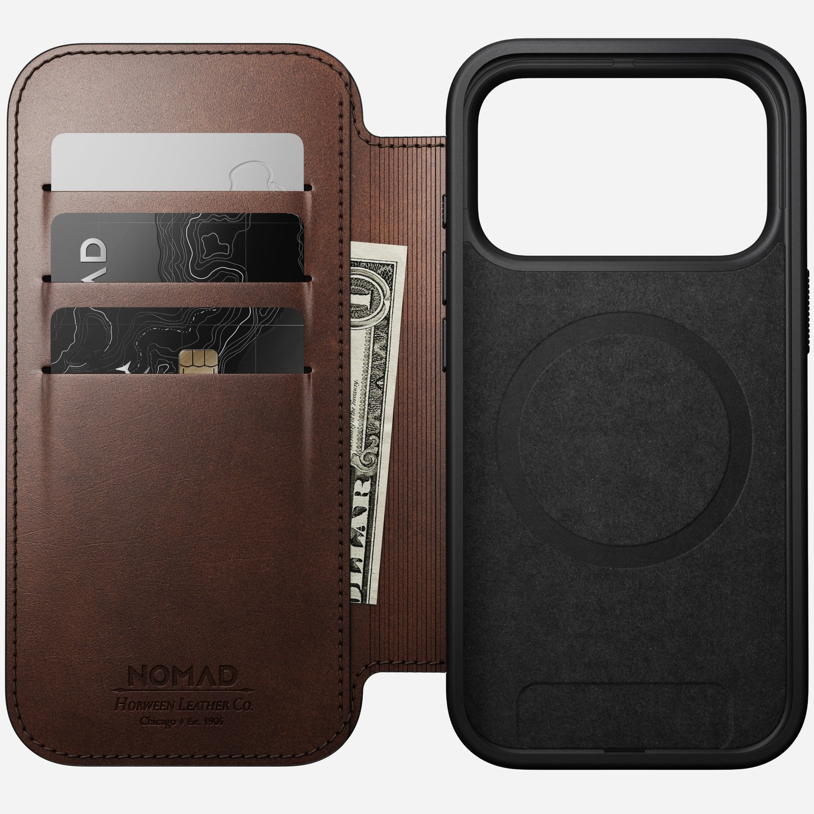 Nomad Modern Leather Folio iPhone 17 Pro Rustic Brown H., Ansicht 2