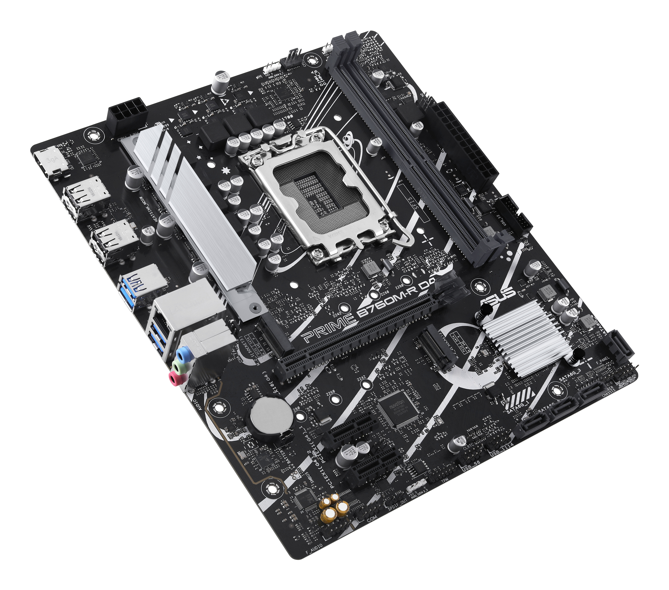 ASUS PRO B760M-R D4 - Motherboard - micro ATX - LGA1700-Sockel - B760 Chipsatz - USB 3.2 Gen 1 - 2.5 Gigabit LAN, Ansicht 3