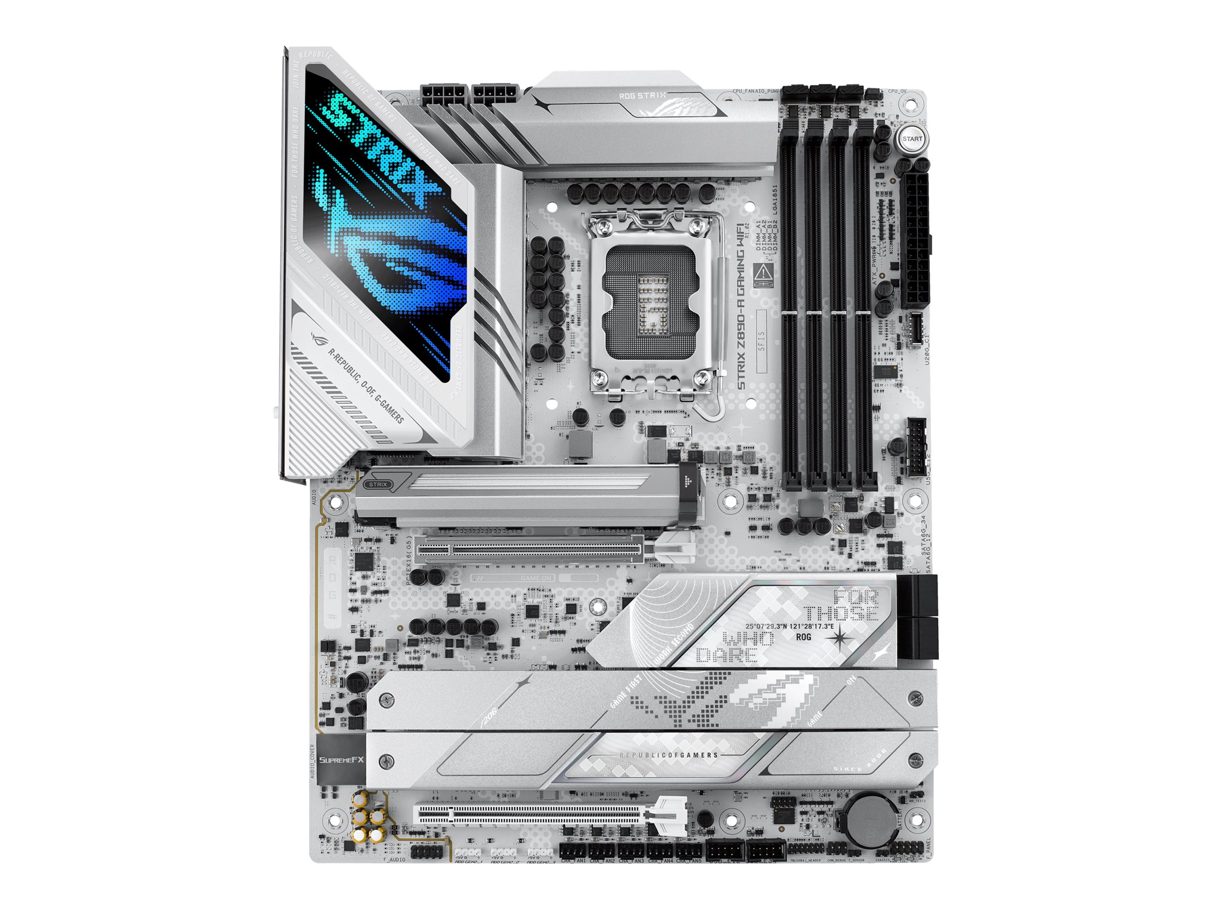 ASUS ROG STRIX Z890-A GAMING WIFI - Motherboard - ATX - LGA1851 Sockel - Z890 Chipsatz - USB-C 3.2 Gen 2x2, USB 3.2 Gen 1, USB 3.2 Gen 2, USB-C 3.2 Gen2, USB4 - 2.5 Gigabit LAN, Wi-Fi 7, Bluetooth - Onboard-Grafik (CPU erforderlich)