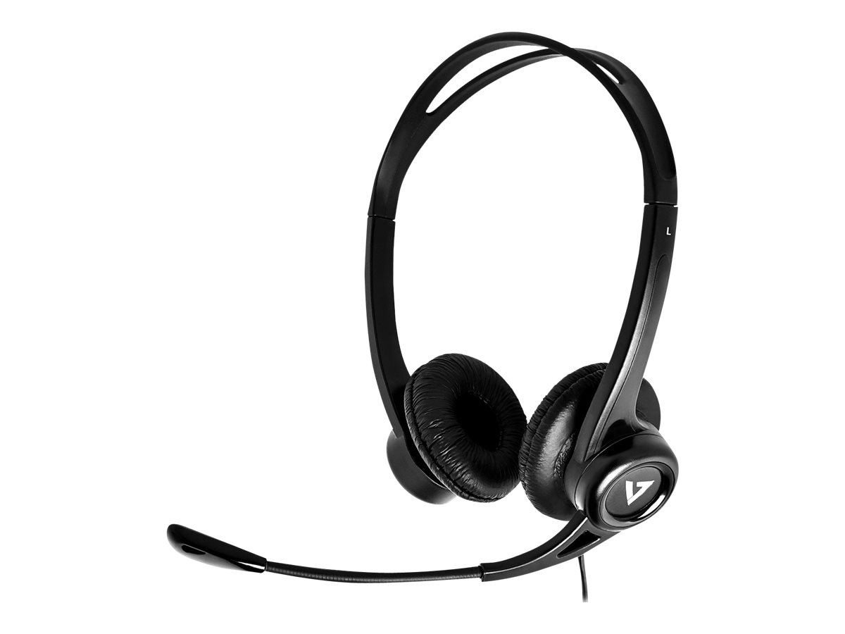 V7 Essentials - Headset - On-Ear - kabelgebunden - USB - Schwarz