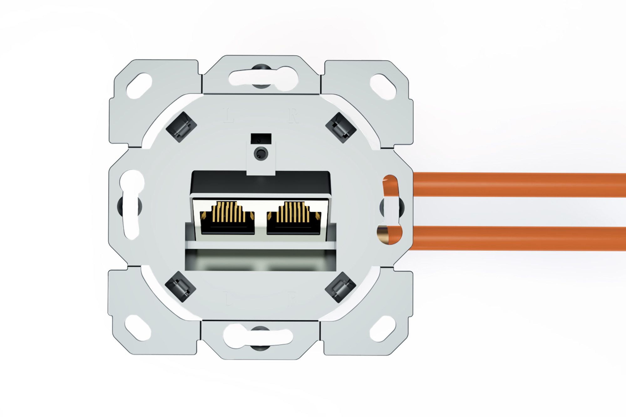 DIGITUS CAT 6A Klasse EA Netzwerkdose, designkompatibel, geschirmt, Unterputz, Ansicht 3