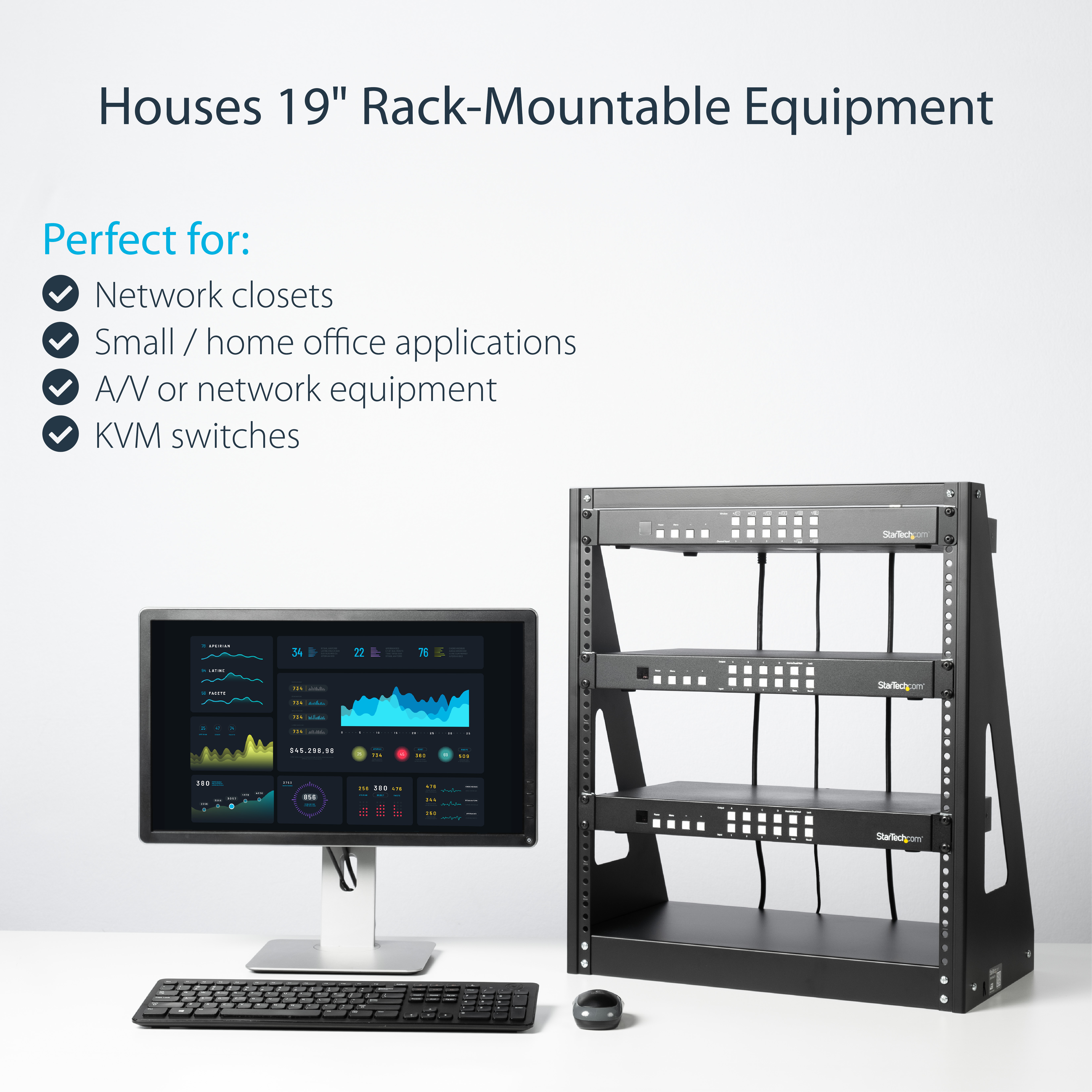StarTech.com 2POSTRACK12 2 Pfosten Schwerlast Rack (Open Frame Server Rack, 12HE), Ansicht 2