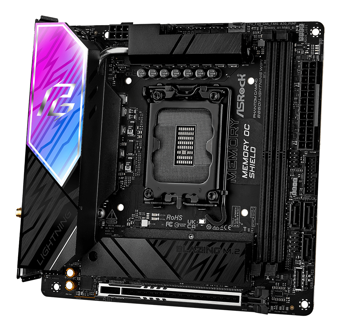 ASRock B860I Lightning WiFi 1851 mITX HDMI DDR5 - DDR5 - HDMI, Ansicht 4