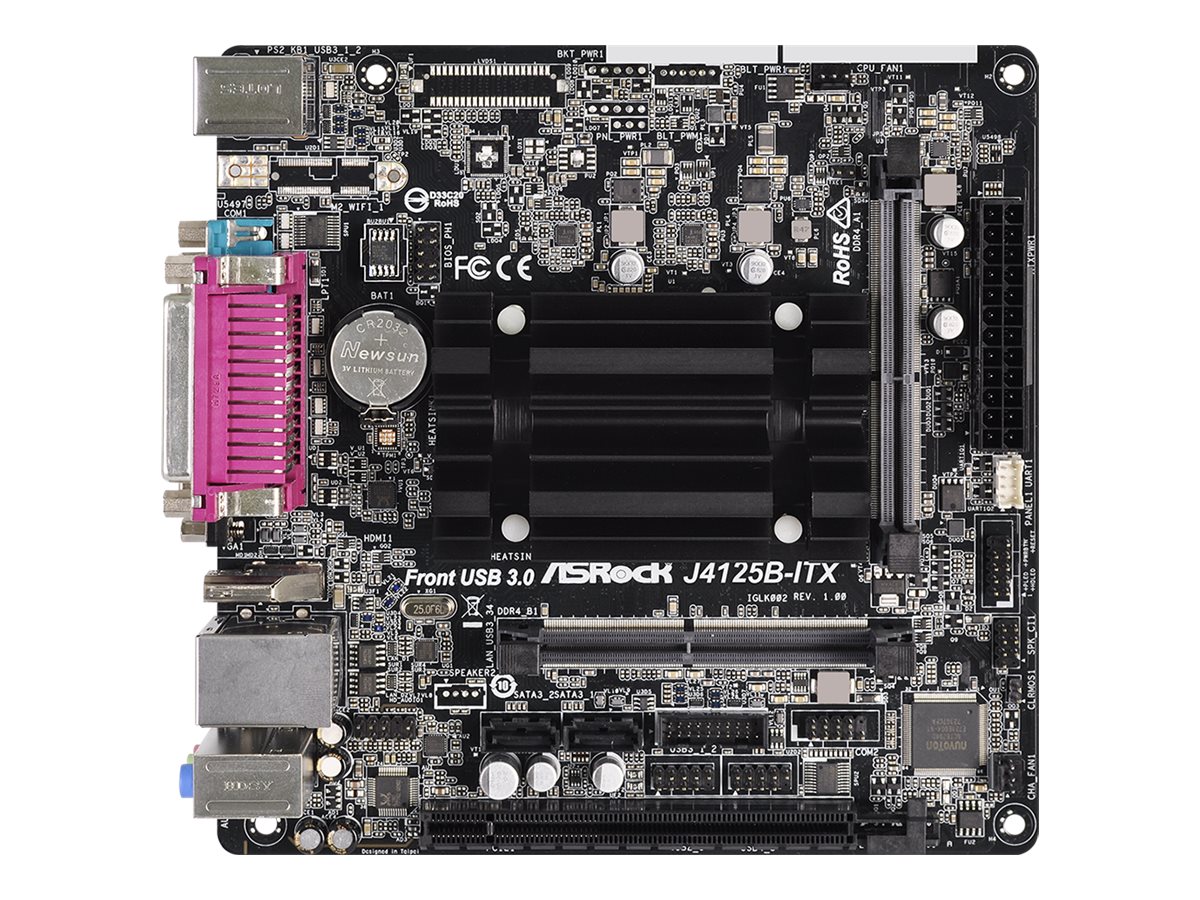 ASRock J4125B-ITX - Motherboard - Mini-ITX - Intel Celeron J4125 - USB 3.2 Gen 1 - Gigabit LAN - Onboard-Grafik - HD Aud