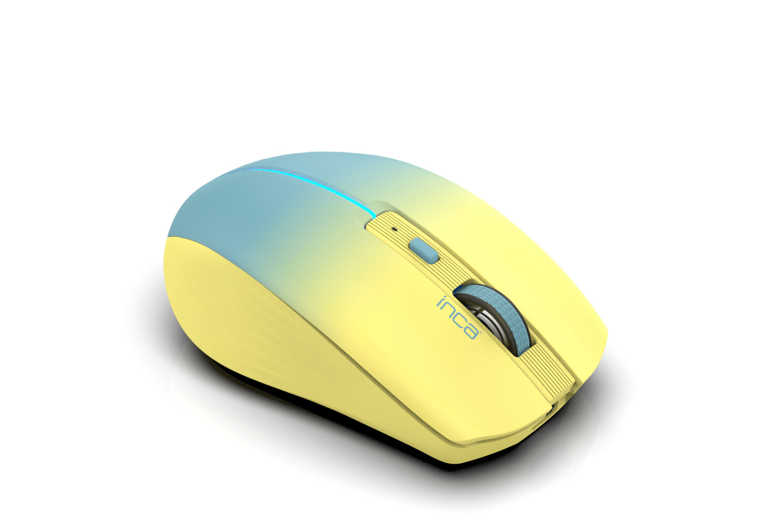 INCA IWM-511RS - rechts - Optisch - RF Wireless + Bluetooth + USB Type-C - 1600 DPI - Blau - Gelb, Ansicht 3