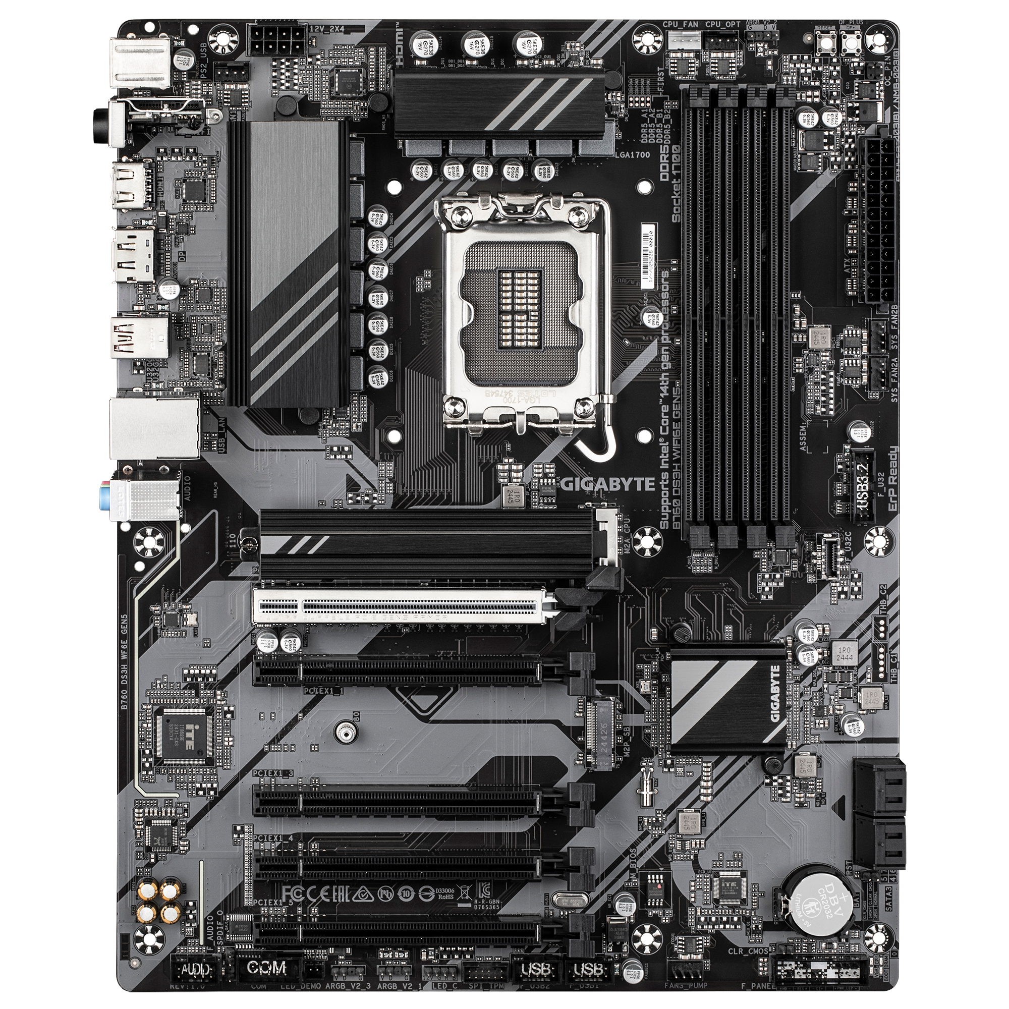 Gigabyte B760 DS3H WIFI6E GEN5 - Motherboard - ATX - LGA1700-Sockel - B760 Chipsatz - USB-C 3.2Gen 2x2, USB-C 3.2 Gen 1…, Ansicht 2