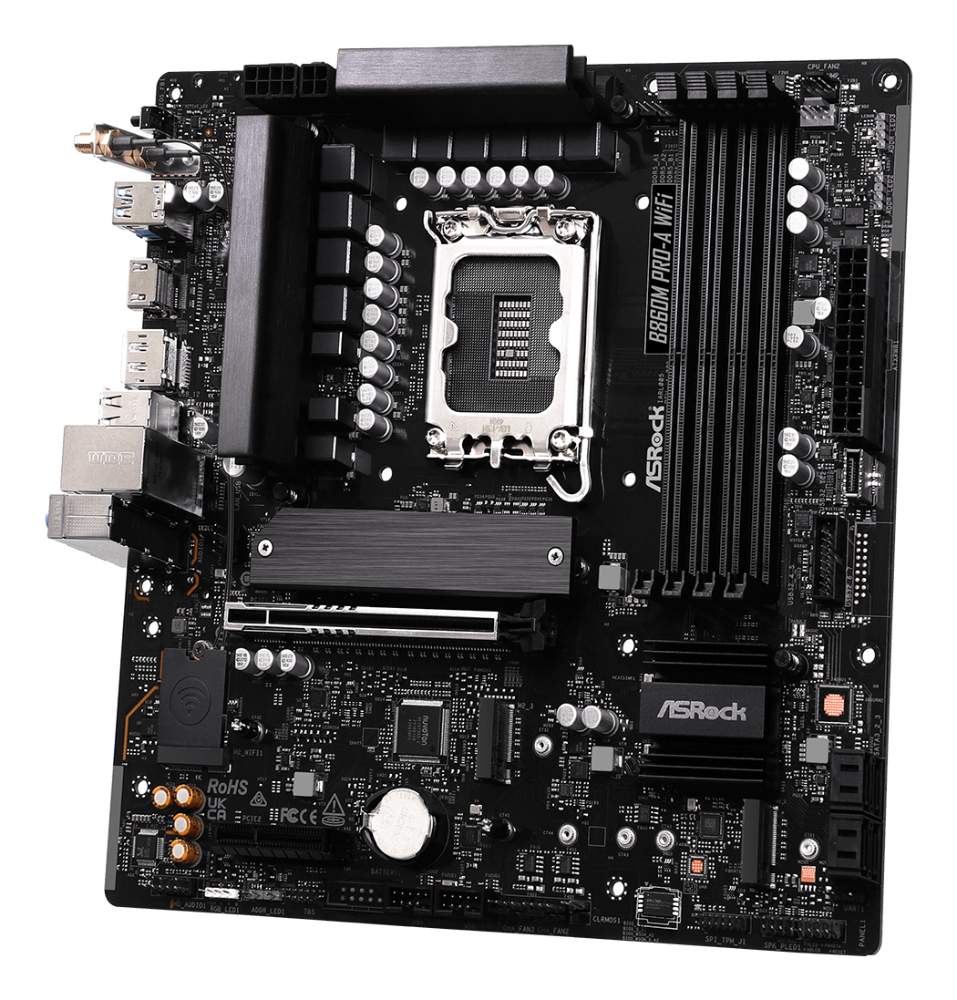 ASRock B860M Pro-A WiFi 1851 mATX HDMI/DP DDR5 - Micro/Mini/Flex-ATX - DDR5, Ansicht 4