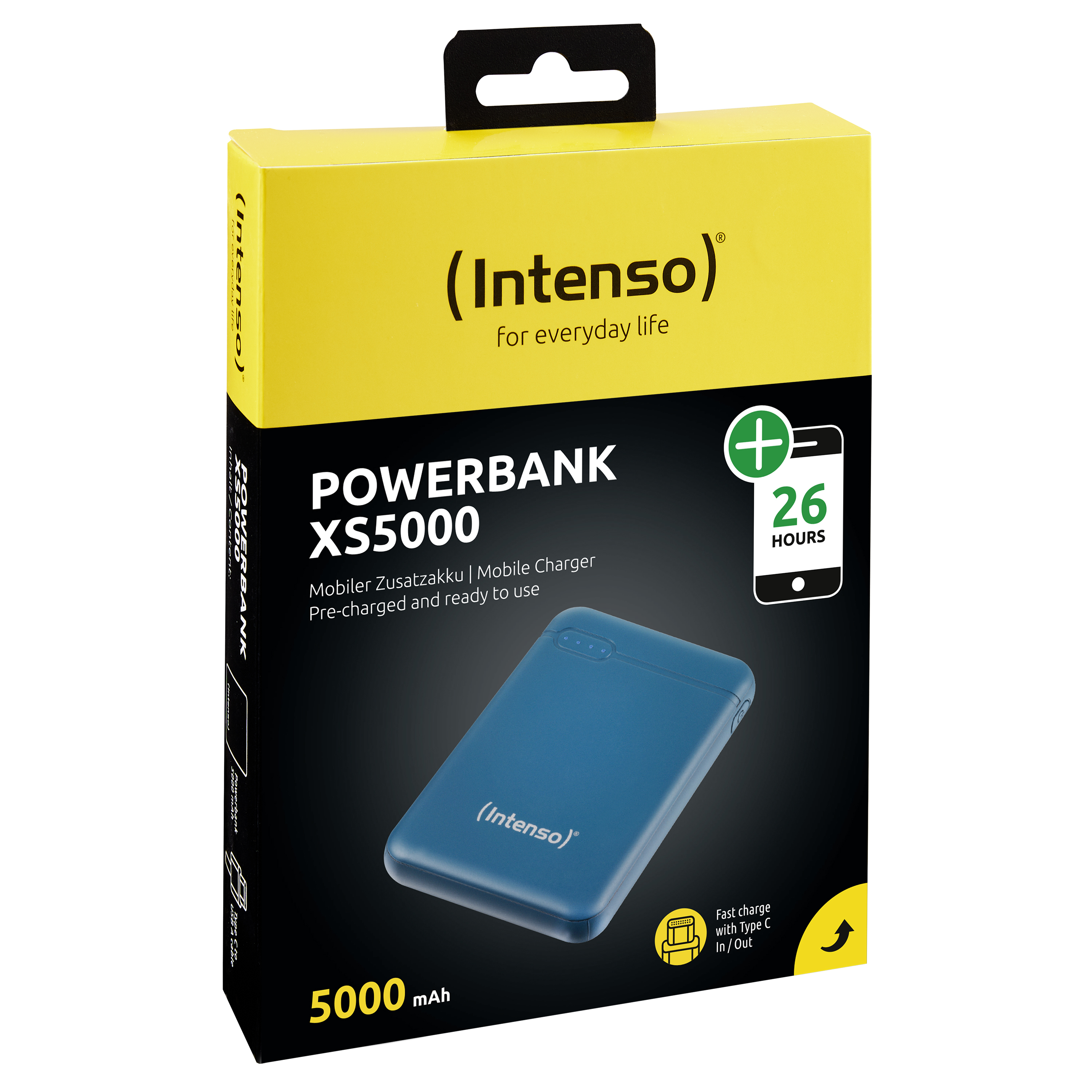 Intenso Powerbank XS5000 - Powerbank - 5000 mAh - 2.1 A - 2 Ausgabeanschlussstellen (USB, USB-C) - Petrol, Ansicht 4