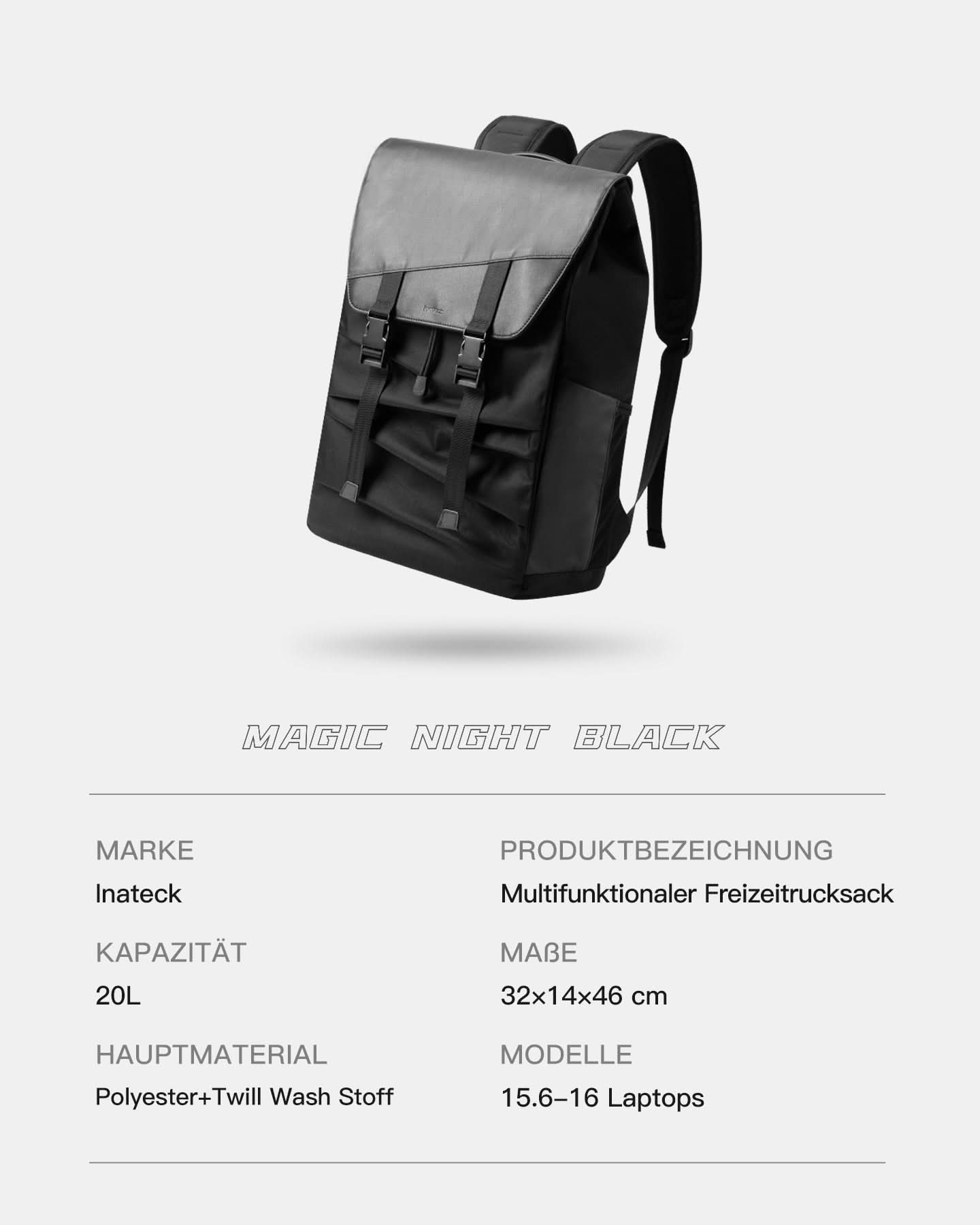 Inateck Notebook-Rucksack BP01008 black, Ansicht 4