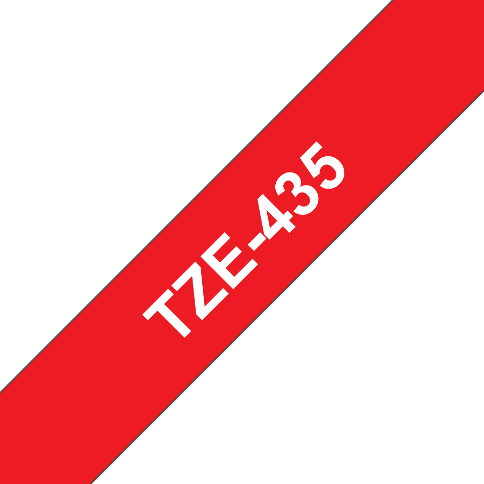 Brother TZe-435 - Weiß auf Rot - Rolle (1,2 cm x 8 m) 1 Kassette(n) laminiertes Band, Ansicht 2